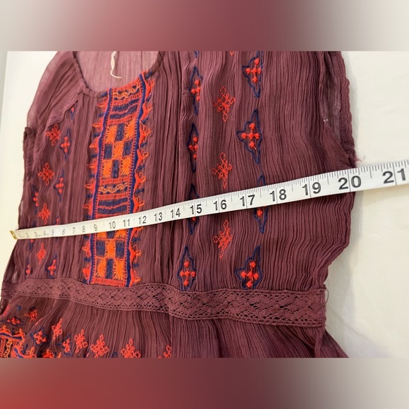 Free People All Your Feelings Sheer Blouse Purple + Orange Sleeveless Top, sz XS - Picture 13 of 14